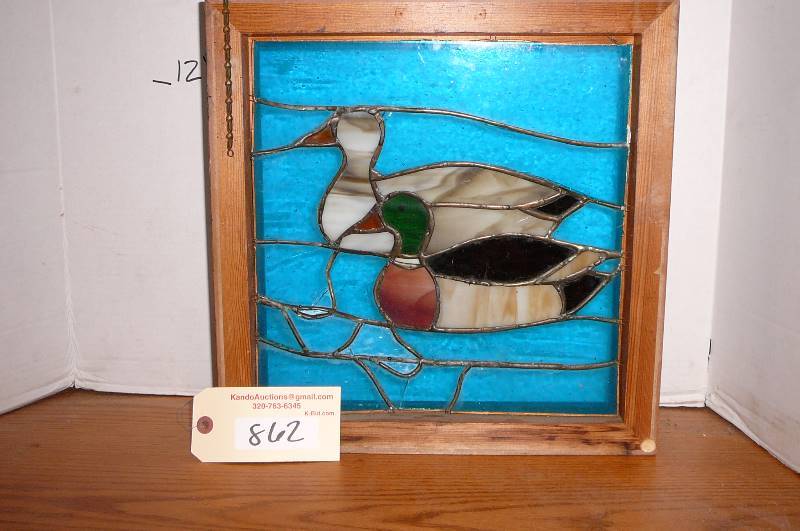 lot 862 image: Stain glass duck decor