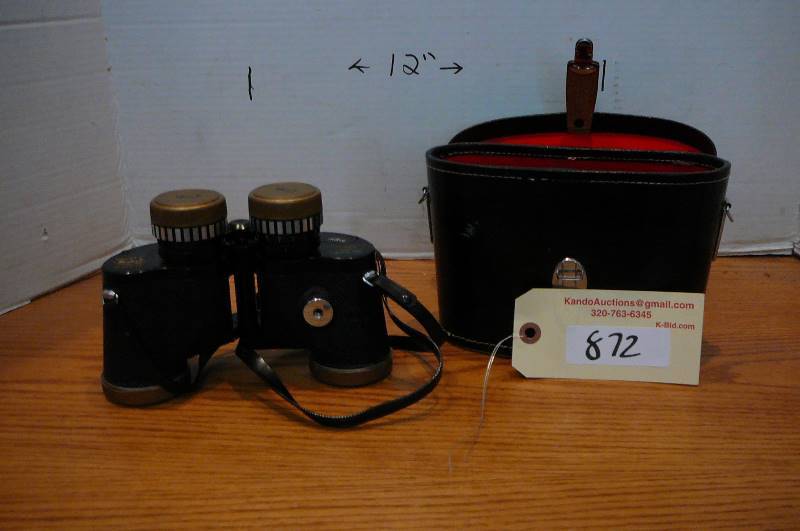 lot 872 image: Selsi Binoculars Luminous 7z35 fully amber coated #284052 wide angle II with case