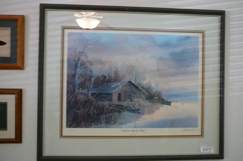 lot 887 image: Framed print The Old Hunting Shack by Les C Kouba