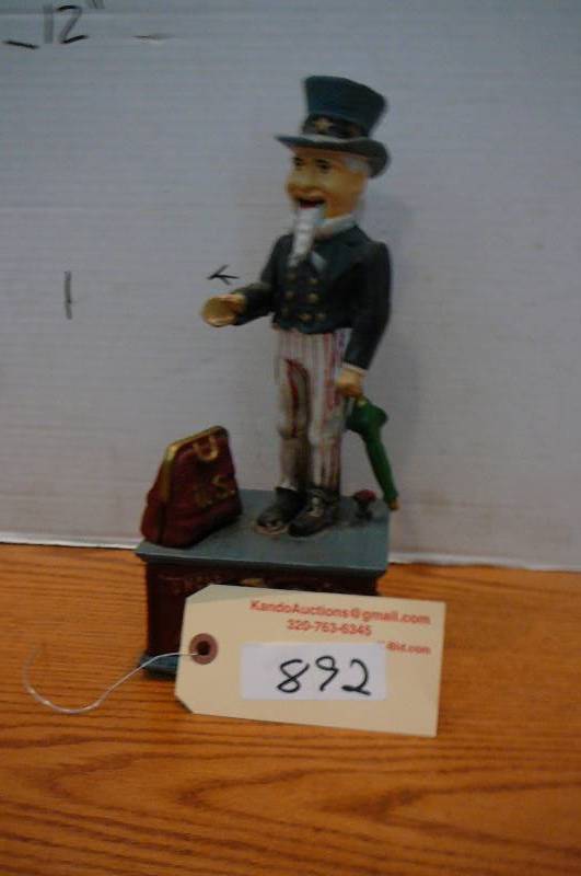 lot 892 image: Uncle Sam Cast Iron  Piggy bank
