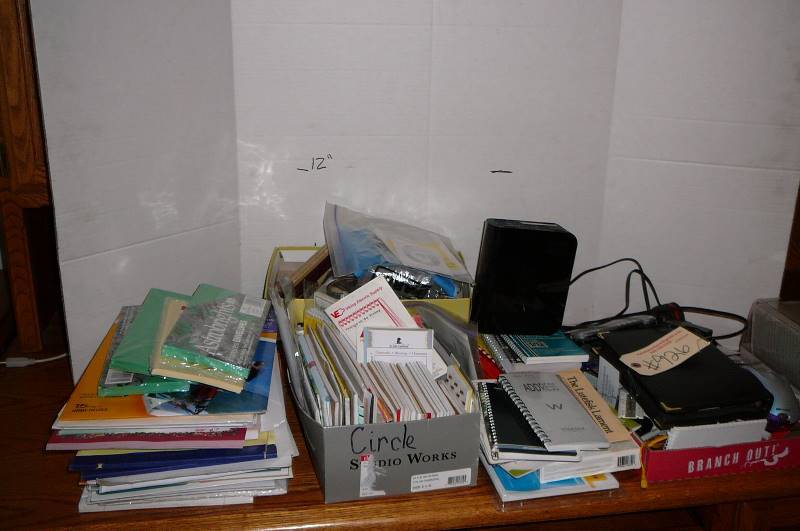 lot 926 image: Large lot of office supplies, paper, envelopes, small notebooks, pens, pencils, electrical