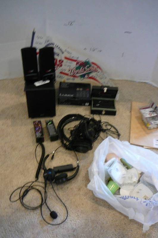 lot 963 image: Surround system, Head phones, Twins banner, Nail Kit, Night lights