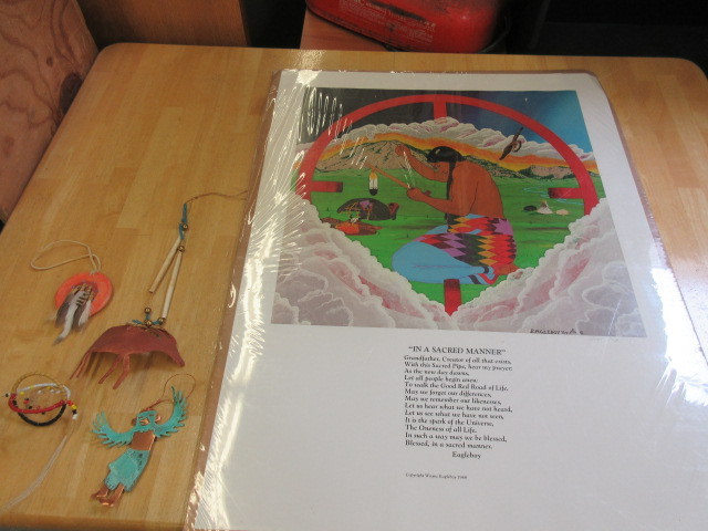 lot 433 image: SIGNED PRINT BY ARTIST WAYNE EAGLEBOY AND ART