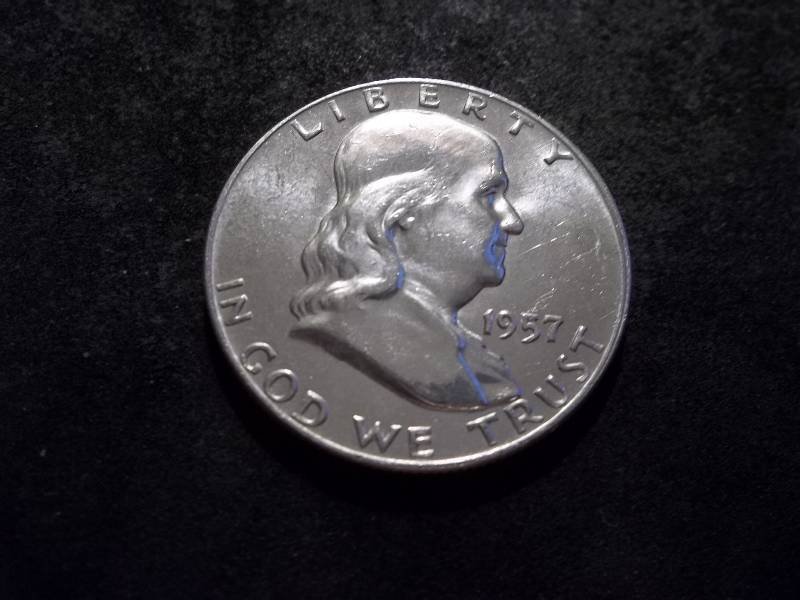 lot 112 image: 1957 D  Franklin Half Dollar