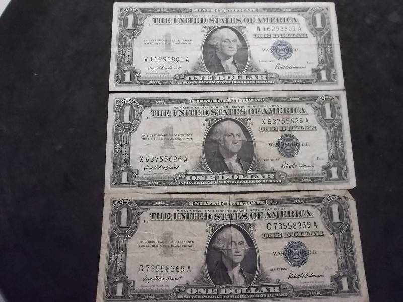 lot 137 image: 3-US Silver Certificates Series 1957
