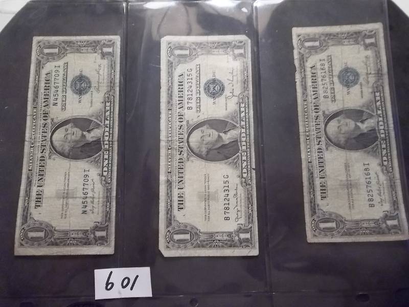 lot 143 image: 3-US Silver Certificates Series 1935 D & E