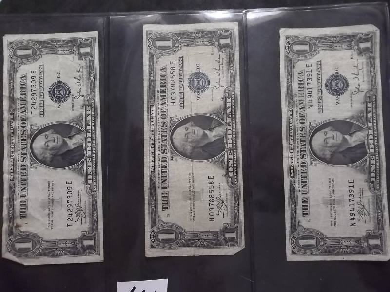 lot 144 image: 3-US Silver Certificates Series 1935 C