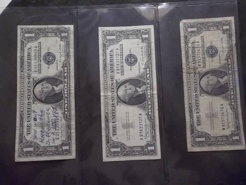 lot 149 image: 3-US Silver Certificates Series 1957 B & A