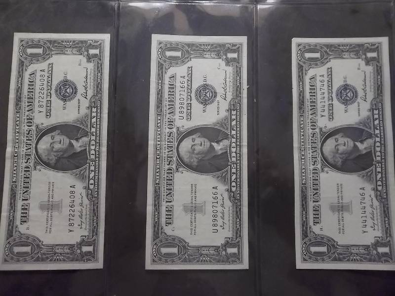 lot 153 image: 3-US Silver Certificates Series 1957
