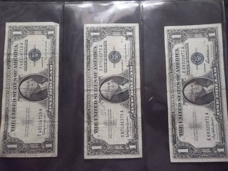 lot 154 image: 3-US Silver Certificates Series 1957 & B