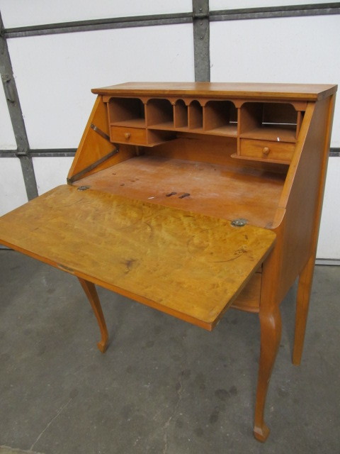 Antique Bird S Eye Maple Secretary Little Canada Estate Auction