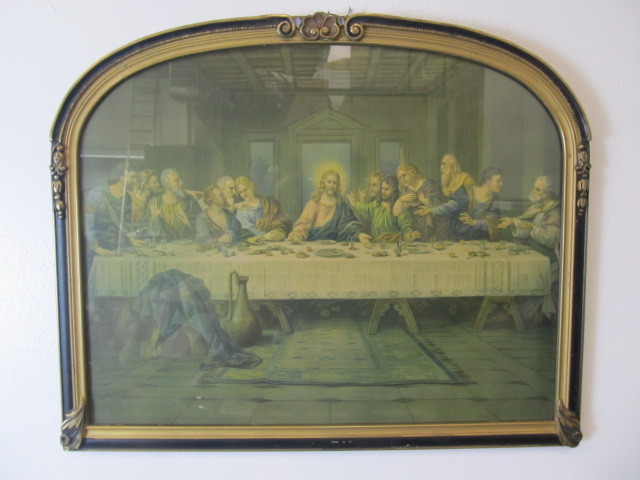 lot 44 image: Vintage 1930s Framed Last Supper Religious Print
