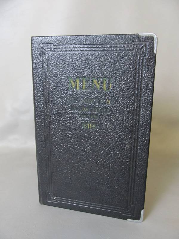 lot 95 image: Original 1930s LITTLE JACKS PLACE Leather Bound Menu