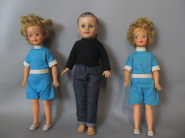 lot 107 image: 2 Vintage Ideal Tammy Dolls & Vogue Jeff Doll wOrig Outfits