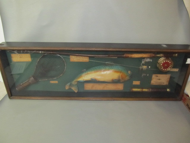 Large Antique Style Fly Fishing Shadowbox Wall Display