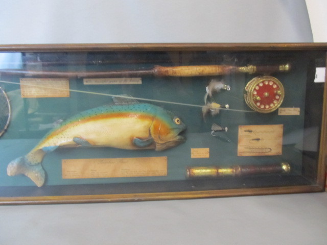 Large Antique Style Fly Fishing Shadowbox Wall Display