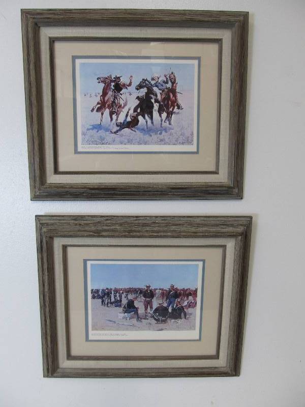 lot 160 image: Pair of Niceley Framed Frederic Remington Western Prints