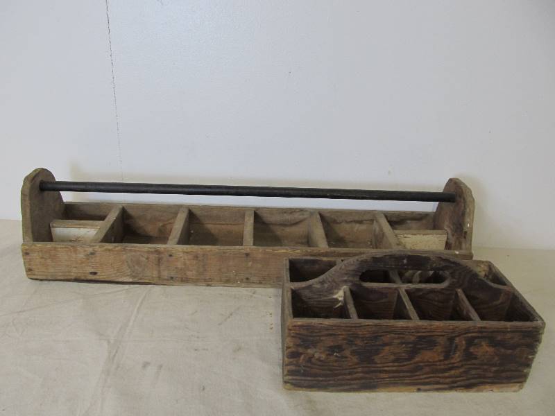lot 168 image: 2 AntiqueVintage Primitive Tool Carriers