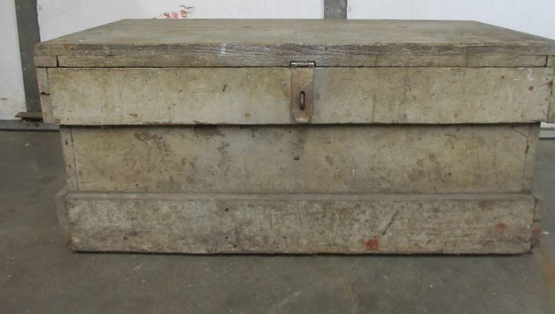 lot 170 image: Antique Painted Wood Storage Chest