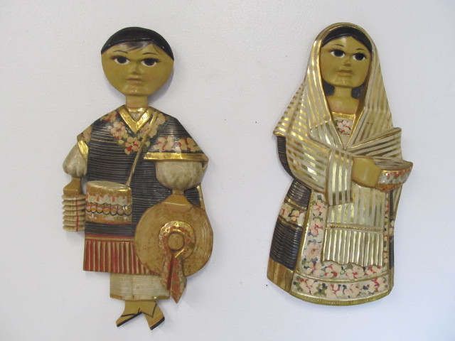 lot 195 image: Vintage Mid Century Hand Painted Birchware Wall Hangings