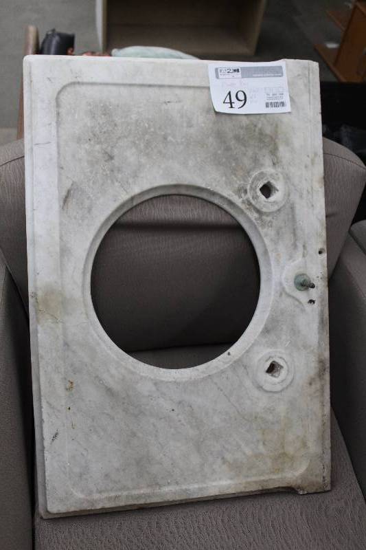lot 49 image: Marble Sink Counter Top w Bowl,Fixture Cutouts
