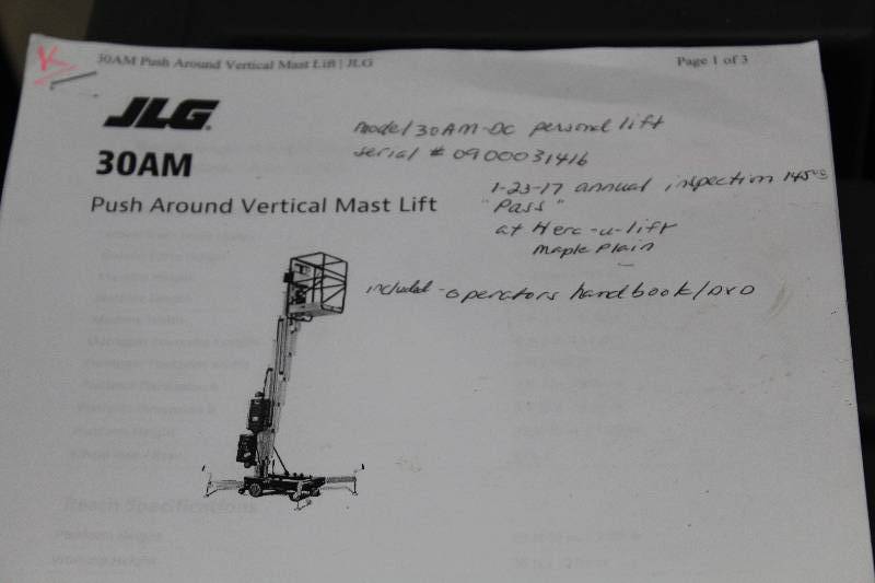 30' Vertical Mast Lift, Push Around