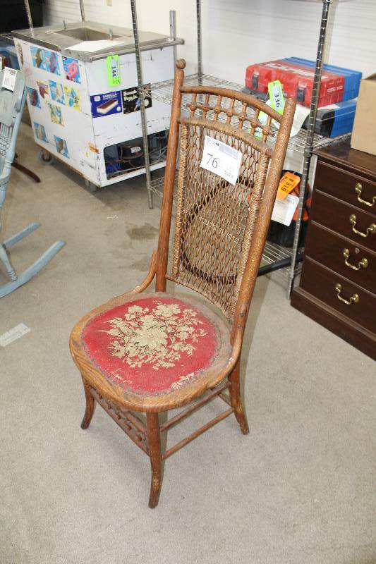 lot 76 image: High-back Wood Dining Chair