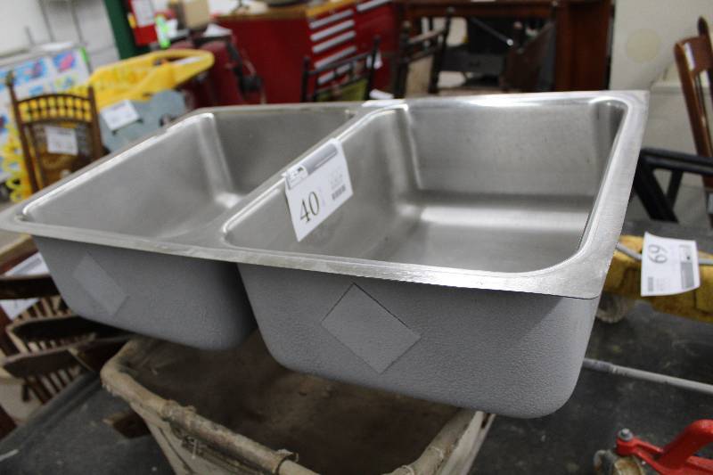 lot 40A image: Double-Well Stainless Steel Sink