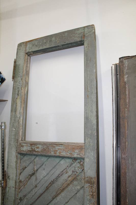 lot 42 image: 3-Panel Wood Door w Hardware, Open Transom