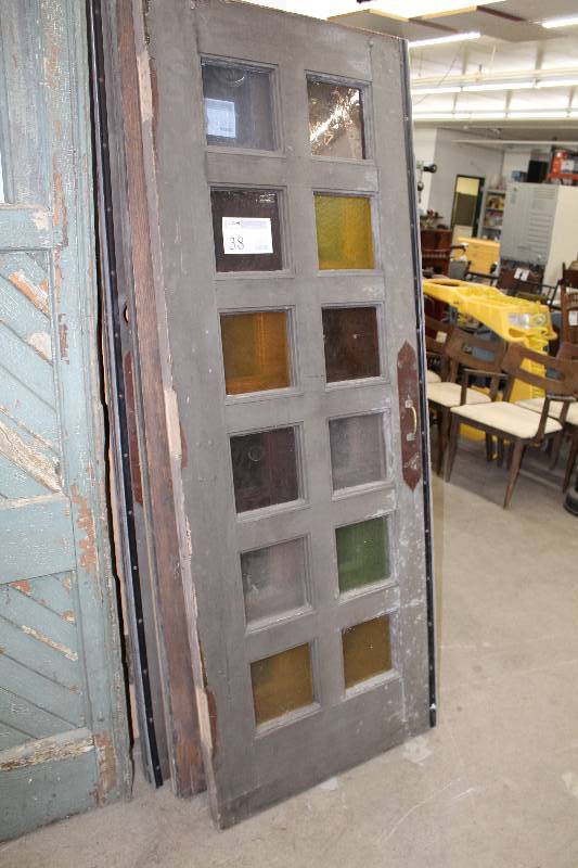 lot 38 image: 12-Pane Stained-Glass House Door