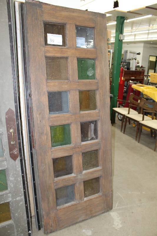 lot 39 image: 12-Pane Stained-Glass House Door