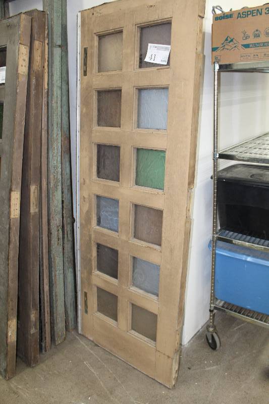 lot 41 image: 12-Pane Stained-Glass House Door