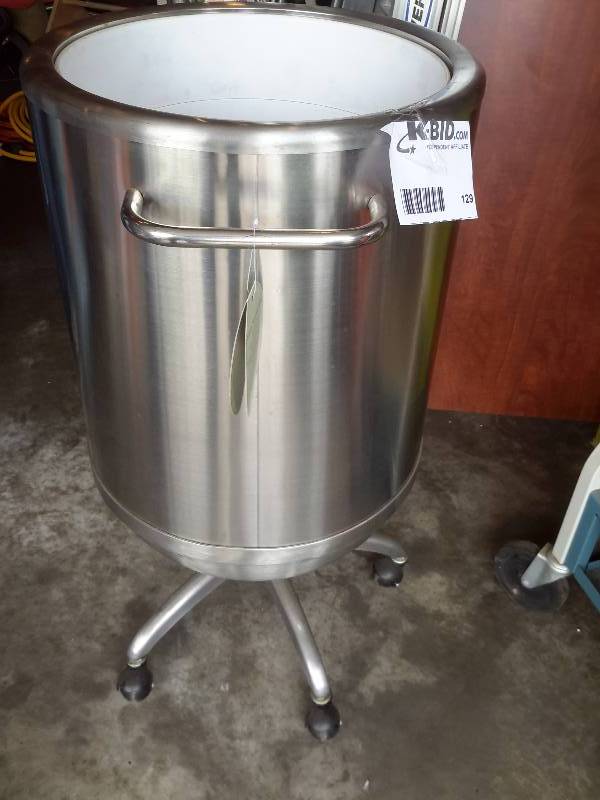 lot 129 image: Terrace Cooler with drain spigot.. NO Cover.. Stainless Steel