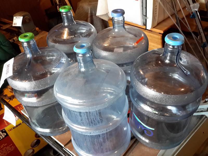 lot 79 image: 5 plastic Water jugs