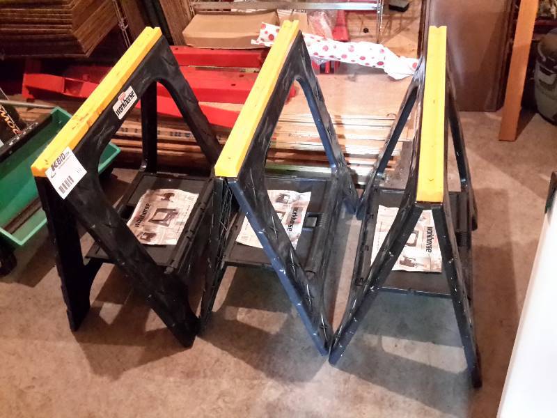 lot 112 image: 3 Plastic Saw Horses