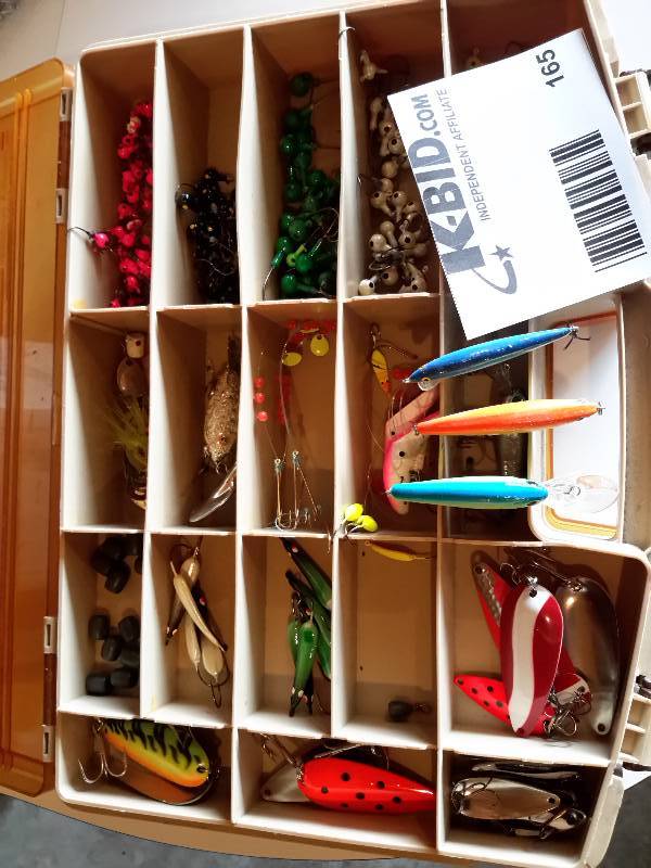 lot 165 image: 2 sided tackle box with LOTS of Hooks and lures.. Look at closeups