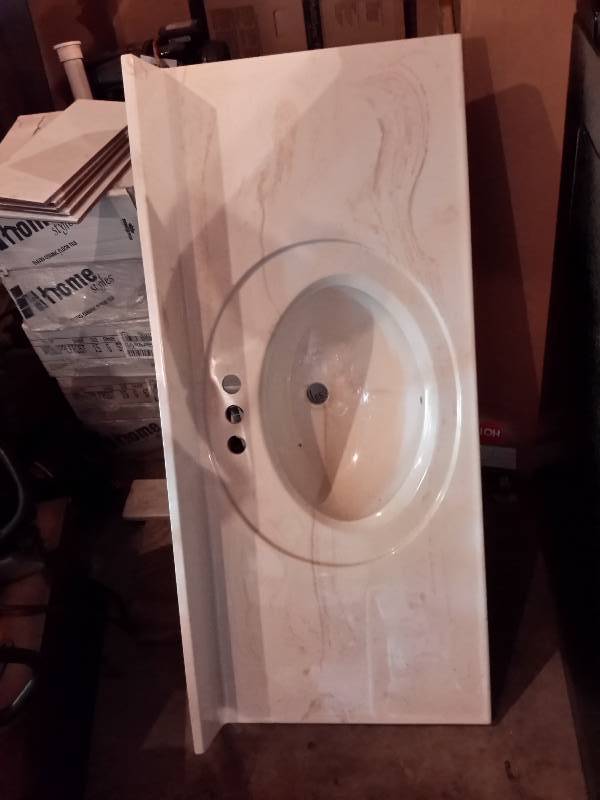 lot 172 image: Bathroom Sink Top with Built in Sink and 3 holes.