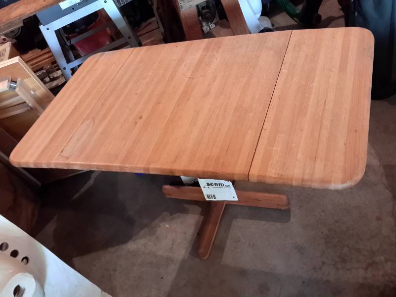 lot 8 image: Solid wood, Butcher Block, Drop Leaf table