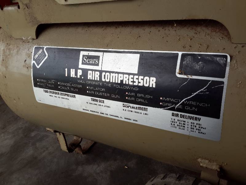 lot 63 image: SEARS, 1 H.P.. Air Compressor.. Works