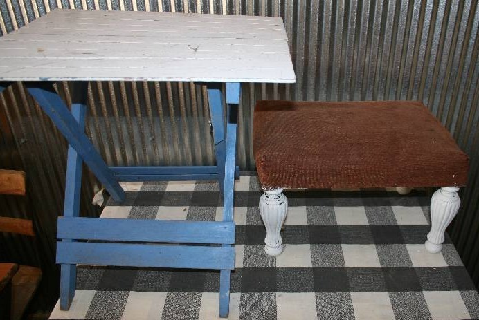 lot 94 image: Foot Stool and Portable Side Table