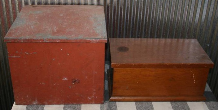 lot 105 image: Metal Milk Box and Wood Box