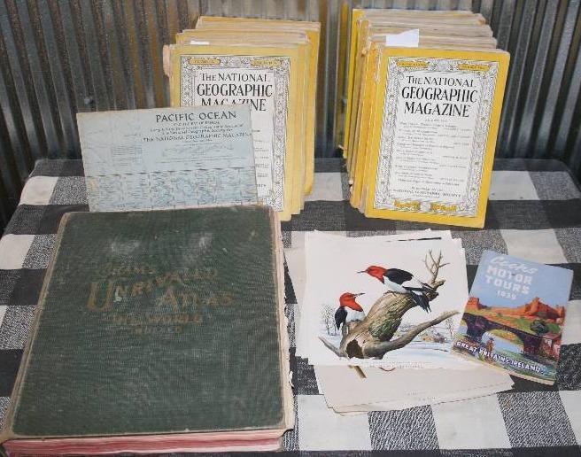 lot 117 image: Vintage National Geographics, Vintage Atlas, and More