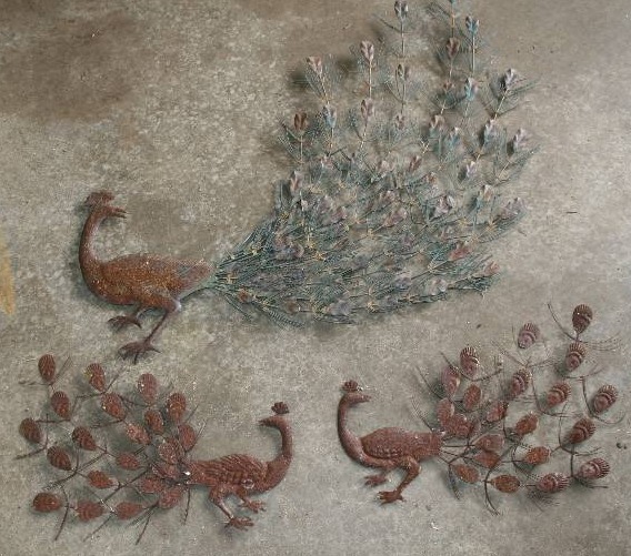 lot 141 image: Metal Peacocks Wall Art