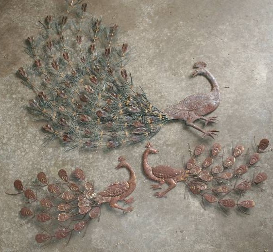 lot 142 image: Metal Peacocks Wall Art