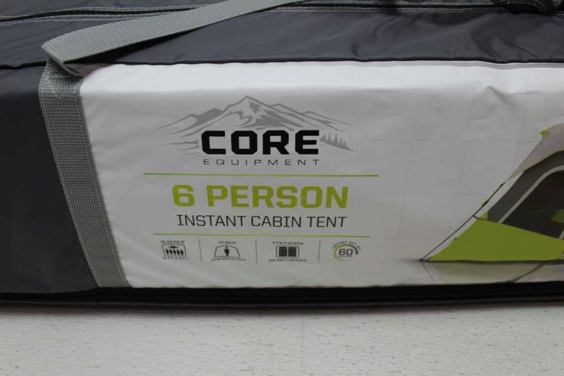 lot 3 image: Core Equipment 6-Person Instant Cabin Tent 11 x 9 Color Green Style 40007 not used