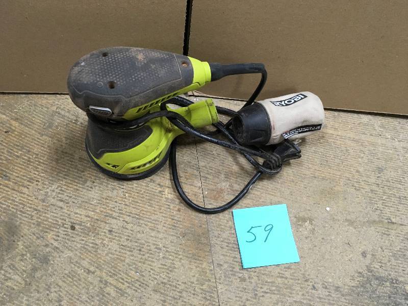 lot 59 image: Ryoby 2.6 Amp 5 in. Random Orbital Sander used