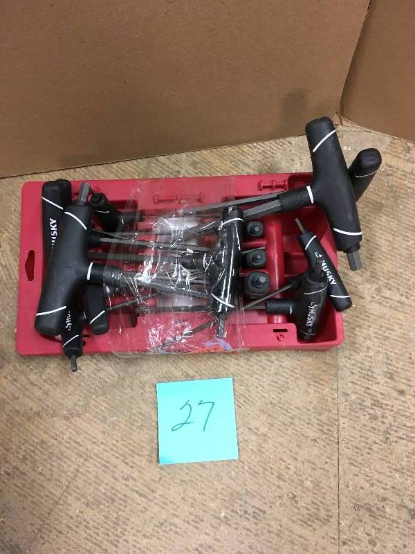 lot 27 image: Husky SAEMetric T-Handle Hex Key Set (14-Piece) new not used
