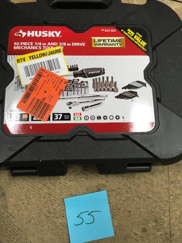 lot 55 image: Husky Mechanics Tool Set (92-Piece) new