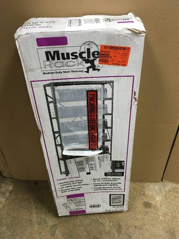 lot 68 image: Edsal 60 in. H x 30 in. W x 12 in. D Steel Canning Shelving Unit in Gray New