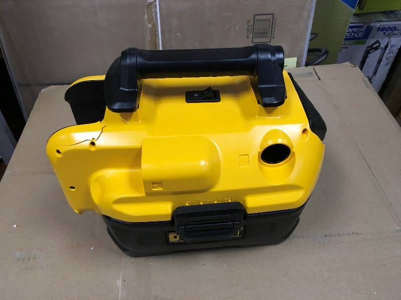lot 95 image: DeWalt 2-gal. Max CordlessCorded WetDry Vacuum has a crack in case cover not used